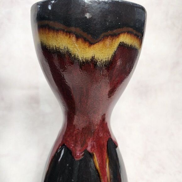 3 Pier 1 Imports 8.5"/11.5" Pillar Candle Holder Glaze Ceramic Gold Brwn Red Blk - Picture 8 of 14